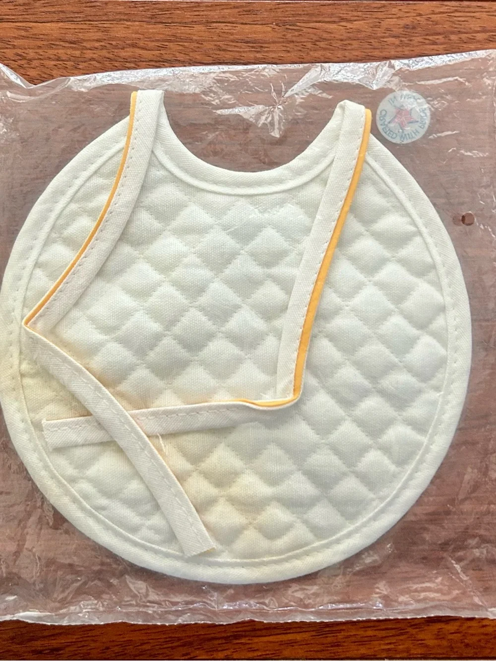 NEW 1984 Mickey Mouse Babies Quilted Back Circle Baby Bib - Disney -Made in USA